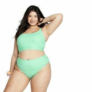 MINT GREEN RIBBED BIKINI SWIMSUIT PLUS SIZE 2X NWT